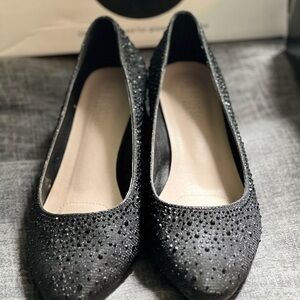De Blossom Black Shimmer Heels